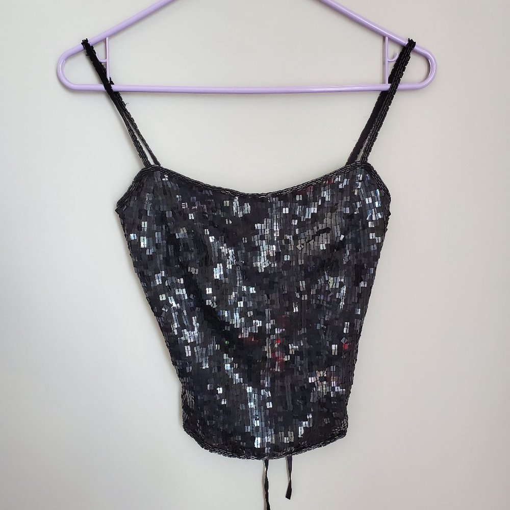 Vintage Open Back Sequin Top